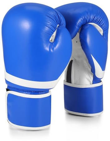 Flexzion Durable Padded Boxing Gloves - Blue, 10 oz for Men & Women - Training, Kickboxing, Muay Thai, MMA - Heavy Bag Gloves