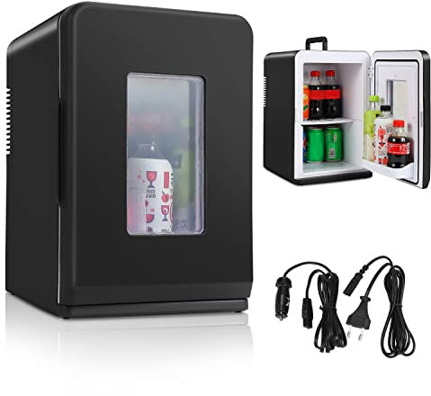 Gimisgu Mini frigorifero da 15 litri, 2 in 1, congelatore elettrico portatile, piccolo congelatore con funzione di raffreddamento e riscaldamento, AC DC 220 – 240 V/12 V, presa accendisigari