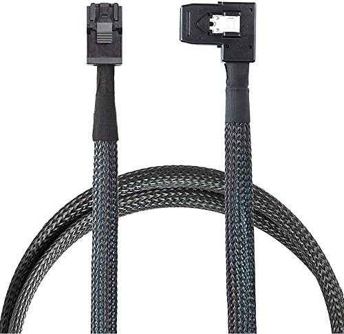 Allowish Mini SAS HD SFF-8643 4I to SAS SFF-8087 Left Bend Server Connection Cable (0.5m,Black)