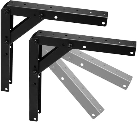 Sihnman Heavy Duty Adjustable Angle Bracket (2 pc) for Wall Mount, Roof Mount, Foldable Hinge Bracket, Truss and Frame for Solar Panel Stand, Awning Roof, Commercial Sign, Table Shelf Support.