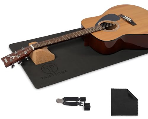 Tamstone Guitar Work Mat and Neck Rest - Guitar Maintenance Cradle and Pad - Repair Work and Maintenance - Bass, Acoustic, Ukulele, Banjo and Mandolin - Includes Cleaning Cloth and String Winder