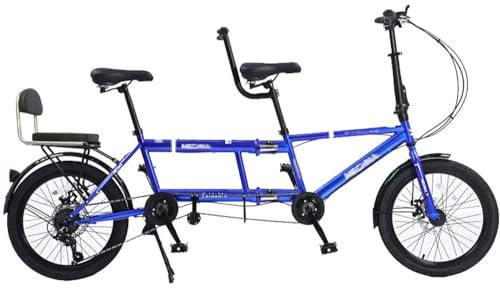 Kcolic Vélo Tandem Pliant, Vélos Tandem Familiaux pour Deux Adultes, Vélos Tandem Réglables 7 Vitesses, Vélos Cruiser pour Les Voyages Et Les Balades en Couple A