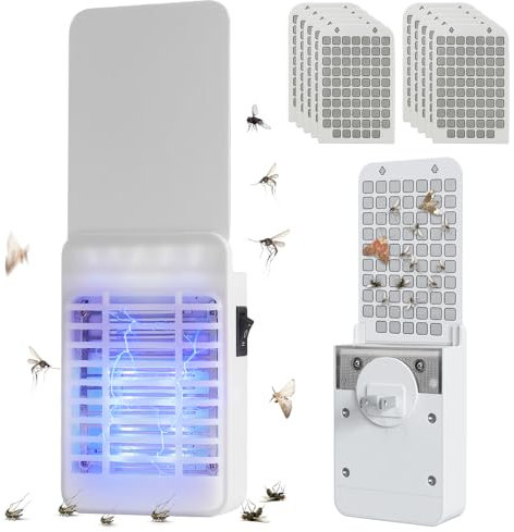 Piege à Mouche Moustique 2 en 1 avec UV et 10 Cartes de Colle, Lampe Anti Moustique, Attrape Mouche – Silencieux et Sûr – Efficace Contre Les moustiques, Les Mites, Les Mouches et Les Insectes