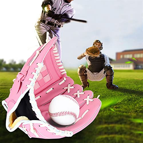 Gant de Baseball 10.5/11.5/12.5 Pouces Sports de Plein air Gant de Baseball Rose Gant Softball Pratique à Gauche pour Homme Adulte Femme Formation