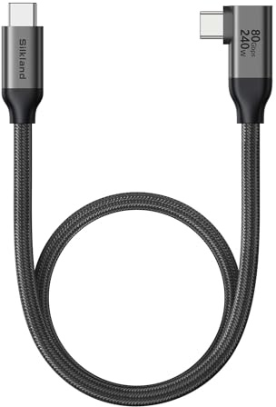 Silkland USB-C 80Gbps Kompatibel mit Thunderbolt 5 Kabel Kurz 0,5M 90 Grad