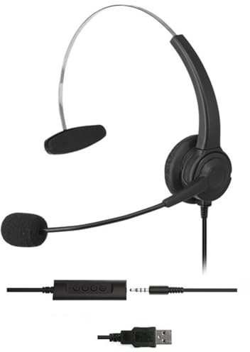 Casques USB 3,5 mm avec microphone antibruit pour ordinateur portable, bureau, centre d'appel, port confortable