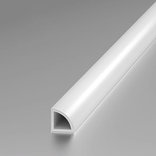 WJYWX Tile Profile Quarter Circle Trim 125CM (2 Pieces) – Ceramic Edge Protector For Tiles, Long Tile Strip For Bathroom, Office, Hotel & School Use(Matte white,15x15mm)