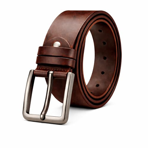 JiangZShangM Ceinture Homme 120cm, Ceinture Homme Marron, Ajustable Style Classique, Largeur 35mm, Ceinture Costume Homme Look Cuir pour Tenues Élégantes et Casual, Marron Homme Polyvalente