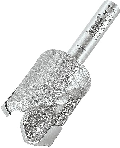 Trend Professional Plug Maker Router Cutter Bit, 1/4 Inch Shank, 12mm Cut Diameter & 16mm Cut Length, Tungsten Carbide Tipped, 24/10X1/4TC