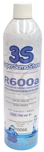 3S SuperSamaStore Botella de Gas Refrigerante R600A, Rosca Macho 7/16, 420 g