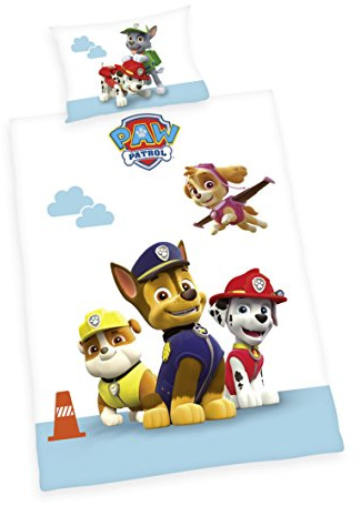 Herding PAW PATROL Kleinkinder-Bettwäsche-Set, Wendemotiv, Bettbezug 100 x 135 cm, Kopfkissenbezug 40 x 60 cm, Baumwolle/Renforcé