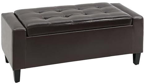 HOMCOM Cassapanca ottomana in pelle sintetica trapuntata, con coperchio ribaltabile, 92 x 40 x 40 cm, marrone
