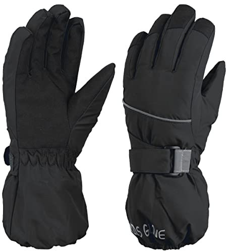 TRIWONDER Kinder Handschuhe, Warme und Winddichte Skihandschuhe für Laufen Skifahren Wandern Snowboard (Schwarz, L (12-14 Jahre alt))