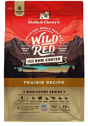 Stella & Chewy's Wild Red Dry Dog Food Raw Coated High Protein Wholesome Grains Prairie Recipe, 21 lb. Bag