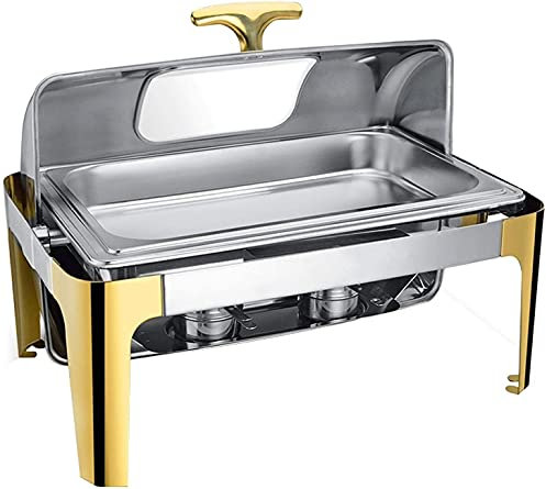 JINCAN. Piatti in acciaio inox con coperchio per feste per feste, riscaldamento alimentare commerciale da 9L per buffet, server a buffet con 3 tipi di vassoio riscaldante per vacanze, catering, cene d