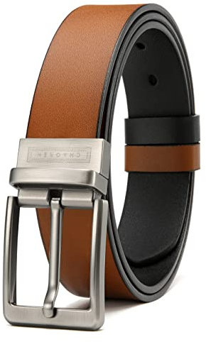CHAOREN Ledergürtel Herren 1 Stück, Gürtel Herren Leder Reversibel Ein Schwarz Braun 35mm, Männer Wendegürtel Beidseitig für Casual Jeans und Anzug