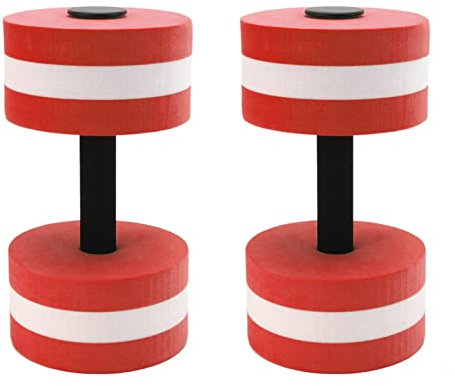 Aquatic Dumbbells, 2 Pieces EVA Foam Water Dumbbells for Water Aerobics Lightweight Pool Exercise Equipment for Women Men Aqua Fitness Weight Loss (10.6 x 5.9)(Red)
