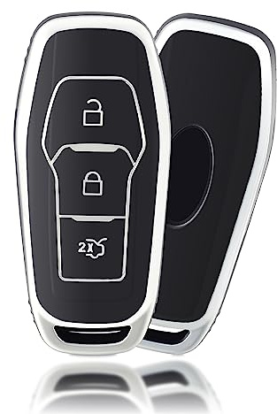 OFFCURVE Etui a Cle Voiture Coque Clé, Étui à Clés Couvre Clef Cache Clef Apte à Ford Focus Mondeo Mustang Fiesta Ecosport Kuga Galaxy Explorer Ranger Edge Fusion Escort St Ka S-Max MK3 MK4