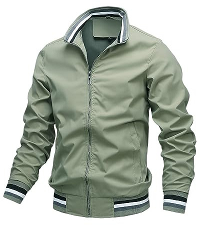 Cazadora Verano Hombre,Chaqueta De Bombardero Para Hombres Chaqueta De Béisbol Para Deportes Al Aire Libre Chaqueta De Túnica Ligera Para Hombres Chaqueta De Bombardero De Transición Con Cuello Leva