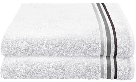 Schiesser Duschtuchset Skyline Color - 2-teilig - 70 x 140 cm - Weiß