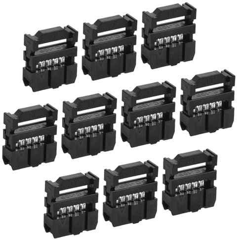 QUARKZMAN 10 Position Female IDC Socket x 10 Stück Flachbandkabelverbinder FC-10P für Leiterplatten, Schwarz