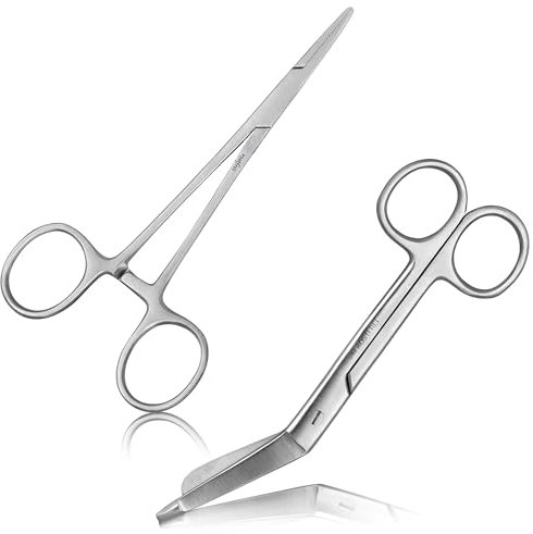 Shehadeh - Set aus 1x Verbandschere 11,5 cm + 1x Klemme mit geradem Ende 13 cm - Erste-Hilfe Set