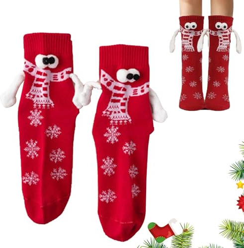 Chaussettes Magnétique, Chaussette Drole, Chaussette de Noel, Chaussettes Couple Tenant Les Mains Socks, Cadeau Couple, Happy Socks, Cadeaux Noel pour Femme Homme
