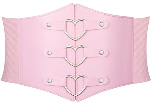 SUOSDEY Women Heart Corset Belt Goth Stylish Wide Elastic Waist Corset for Cosplay Halloween Renaissance Daily
