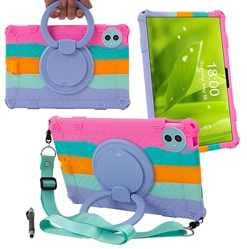 GDSMSYA-fodral till Teclast P50 11 tum surfplatta med Stylus, snodd och svängbart stativ, mjukt silikonfodral för Teclast P50 surfplatta (färgglad rosa)
