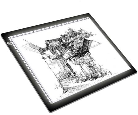 A2 Leuchttisch mit Stempelkissen, A4/A3 Led Licht Pad 3 Stufen stufenlose Dimmhelligkeit, Magnetisch Copy Board Leuchtkasten für Diamond Painting Skizzieren Animation