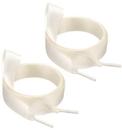 QUARKZMAN Cordones de satén de 55 3/4 de ancho Cordones planos beige | de seda, para zapatillas de niñas y mujeres, decoración de zapatos