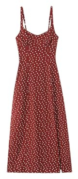 Abito estivo da donna, casual, colletto quadrato, con stampa a pois, con spalline sottili, Porpora, S