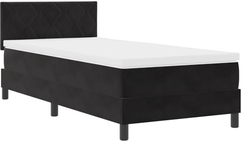 vidaXL Bäddfjäder med huvudgavel Svart 90 x 190 cm Sammet