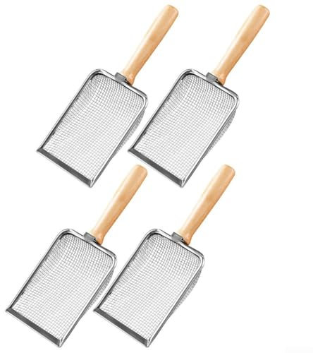 Eawfgtuw Tamiz de suelo de jardín de acero inoxidable con mango de madera para mezcla de macetas de arena de compost, tamiz de tierra de jardín, juego de tamiz multiusos de acero inoxidable (2+2.8+3.8