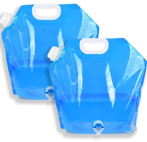 JAWAI 2 Pièces 10L Jerrican Eau Bidon d'eau Potable Bidon Pliable Sac d'eau Pliable Bidon d'eau Pliable avec Couvercle Étanche Poche de Stockage d'eau Portable Convient pour Le Camping en Plein Air