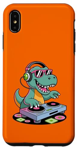 Tocadiscos DJ Dino Funny Music Lover Dinosaur Vibes Carcasa para iPhone XS Max