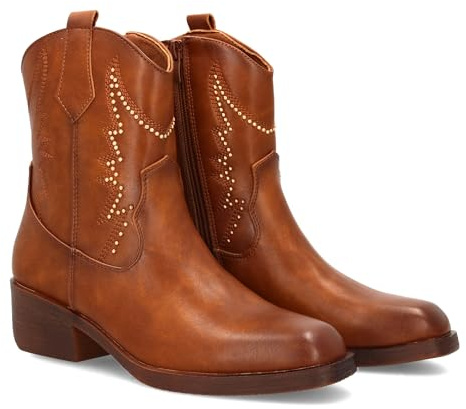 shoes&blues.es Stivale Cowboy da donna con Cana Media impreziosito da borchie decorative e cuciture in rilievo. Tacco largo comodo. Chiusura lampo, cammello, 39 EU