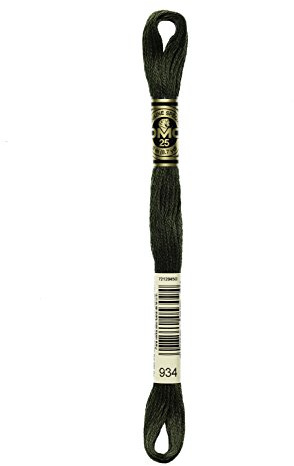DMC 117-934 6 Strand Embroidery Cotton Floss, Black Avocado Green, 8.7-Yard