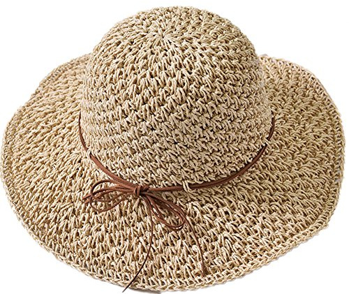QCHOMEE Capeline Eté Respirant Chapeau de Soleil Paille Plage Seau Bassin Pêche Camping UPF50+ Anti-UV Casquette Visière Large Bord Réglable Sun Cap Voyage Vacances Pliable pour Femme Dame