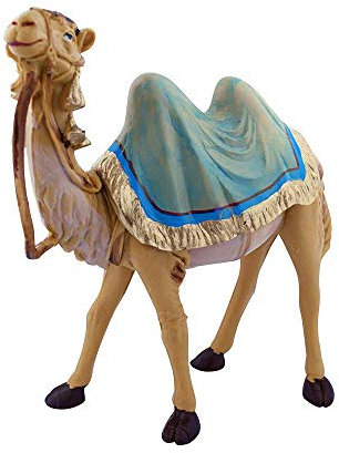 VILLAGE GIFT IMPORTERS 5 Christmas Nativity Collection | Standing Camel with Blue Saddle Blanket | Great Hand-Painted and Made in Italy