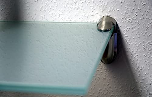 Dekoleidenschaft Wandregal aus 10mm Glas, satiniert, Verschiedene Formen und Größen, Glasregal, Glasboden, Glasablage, Badregal, Eckregal Bad Ablage Regal (Wandclips Midas Silber, 120x30 cm)