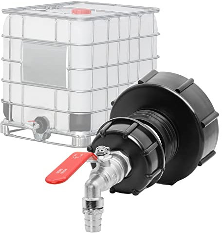 GVREI IBC Tank Auslaufhahn IBC Auslaufhahn S100x8 / S60X6 Grobgewinde 3/4 Gartenschlauch Schlauchanschluss Hahn Zubehör für IBC Container 1000L Schlauchanschluss Kugelhahn Ersatz