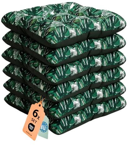 SuperKissen24. Set di 6 Cuscini per Sedie - Cuscino 45x45 cm da Esterno ed Interno Comoda Seduta Impermeabile per Mobili e Arredamento da Giardino, per Pavimento - Exotic