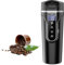 Auveach Hervidor eléctrico de viaje, Calentador de Coche, 12 V/24 V, 500 ml, Taza Calefactora Portátil, Temperatura Ajustable, LED, Pantalla Digital Inteligente, Acero Inoxidable, SUS304