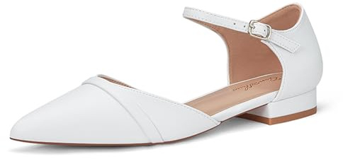 GENSHUO Chaussures de Danse Femme Noires,Blanches,Argent Confortables,Chaussures Plates pour Mariage,Bout Pointu Sexy