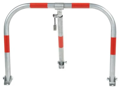 EberSign - Cepo para Plaza de Garaje Abatible | Bloqueo Aparcamiento con Cerradura y Llaves | Valla Manual Resistencia con Sistema Plegable y Anclaje al Suelo, Seguridad | Bloqueo con Kit Completo