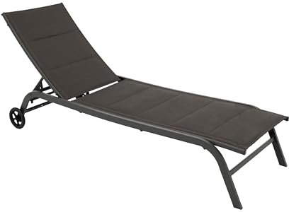 DEGAMO Gartenliege Rollenliege Riva, Stahlgestell grau, Liegefläche Kunstgewebe gepolstert grau, verstellbar, Outdoor