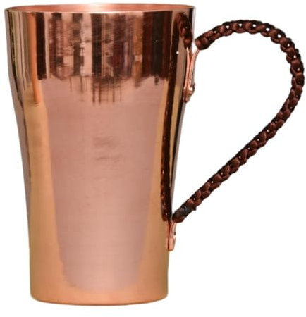 Fenteer Tasse aus reinem Kupfer, Kupferbecher, 400 ml, multifunktionaler Kupferkaffeebecher, Kupferwasserbecher für Tee, Hochzeit, heißes und kaltes Wasser, mit Griff
