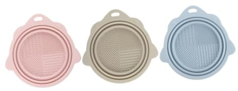 FRCOLOR 3pcs Foldable Silicone Makeup Brush Cleaner Bowl, Silicone Brush Cleaning Mat for Sponges and Beauty Tools, Portable Travel Wash Bowl