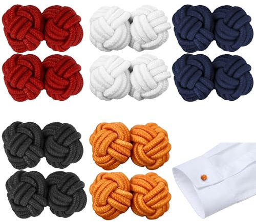 GWAWG Herren Stoffknoten Manschettenknöpfe Geflochtene Knoten Manschettenknöpfe Geeignet für Hemd Kleid Geschenk, Einheitsgröße, Nylon, Kein Edelstein